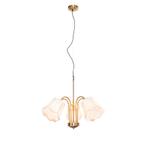 Klassieke hanglamp messing met witte lampenkap 5-lichts -, Nieuw, Overige materialen, Klassiek / Antiek, 75 cm of meer
