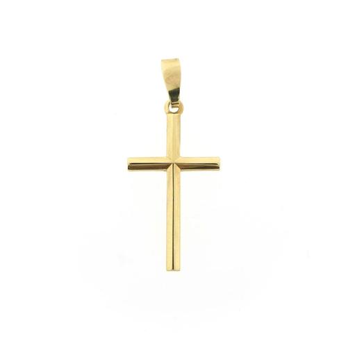 8 Krt. Hanger van een subtiel kruisje (religieus), Sieraden, Tassen en Uiterlijk, Antieke sieraden, Goud, Ophalen of Verzenden