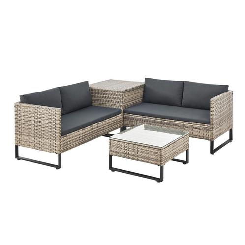 Loungeset / Tuinset Santorini - Polyrotan - Modulair - Grijs, Tuin en Terras, Tuinsets en Loungesets, Nieuw, Verzenden