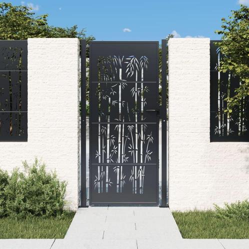 vidaXL Poort met bamboe-ontwerp 105x180 cm staal, Tuin en Terras, Tuinpoorten, Nieuw, Verzenden
