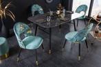 Design stoel PRET-A-PORTER turquoise fluweel bloemmotief en, Huis en Inrichting, Ophalen of Verzenden, Nieuw
