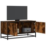 vidaXL Tv-meubel 80x34,5x40cm bewerkt hout metaal gerookt, Huis en Inrichting, Kasten | Televisiemeubels, Verzenden, Nieuw, Overige houtsoorten