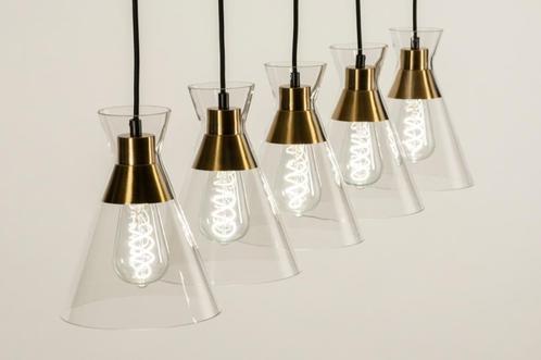 Rietveld Hanglampen - Zwart, Goud, Transparant - Glas, Metaa, Huis en Inrichting, Lampen | Hanglampen, Verzenden