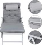 2dekans | ODADDY® Ligbed - Opvouwbaar - Grijs - Zonnebed, Tuin en Terras, Tuinsets en Loungesets, Ophalen of Verzenden, Zo goed als nieuw