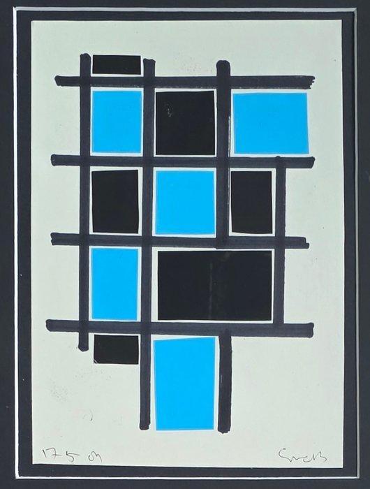 Siep Van Den Berg (1913-1998) - Collage in blauw en zwart, Antiek en Kunst, Kunst | Designobjecten