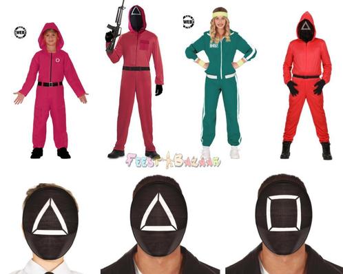 Squid Game Pak Kind en Volwassen | Outfits en Squid Maskers, Kinderen en Baby's, Carnavalskleding en Verkleedspullen, Nieuw, Ophalen of Verzenden