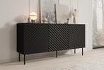 Meubella | Dressoir zwart 165cm 3 deuren - Opbergkast, Huis en Inrichting, Kasten | Dressoirs, Verzenden, 150 tot 200 cm, Nieuw