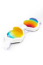 Goggles Hartjes Skibril Bril Wit Montuur Regenboog Spiegelgl, Ophalen of Verzenden, Nieuw, Overige maten, Carnaval