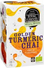 ROYAL GREEN GOLDEN TURMERIC CHAI THEE DOOSJE 16 ZAKJES, Diversen, Levensmiddelen, Verzenden