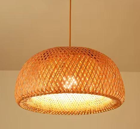 Handgemaakte Bamboe Hanglamp – Natuurlijke Gevlochten Lamp, Huis en Inrichting, Lampen | Hanglampen, Nieuw, Verzenden