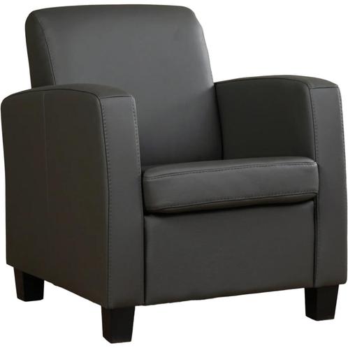 Leren Fauteuil Joy - Toledo Leer Antracite - Poten Hout Bru, Huis en Inrichting, Fauteuils, 50 tot 75 cm, 75 tot 100 cm, Nieuw