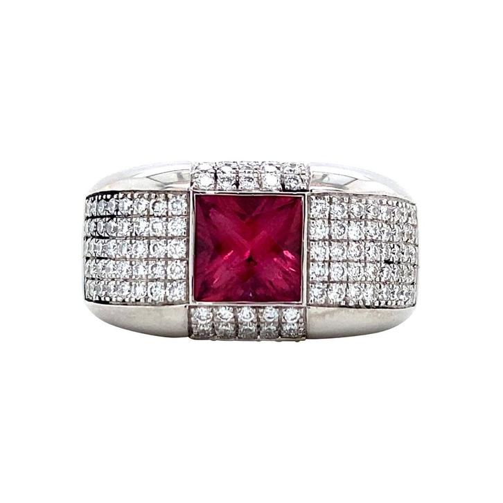 Witgouden ring met toermalijn en diamant van Tirisi 18, Sieraden, Tassen en Uiterlijk, Ringen, Zo goed als nieuw, Goud, Verzenden