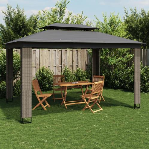 vidaXL Prieel met dubbel dak 3,94x2,96 m staal, Tuin en Terras, Partytenten, Nieuw, Verzenden