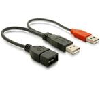 USB naar USB Y-adapter - USB2.0 - tot 2A / zwart -, Computers en Software, Pc- en Netwerkkabels, Nieuw, Ophalen of Verzenden