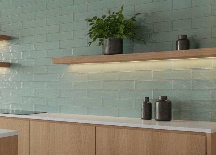 Wandtegel Sottocer Gra Aqua Blauw Glans 7,5x30 (Muurtegels), Doe-het-zelf en Verbouw, Tegels, Minder dan 20 cm, 20 tot 40 cm, 10 m² of meer