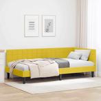 vidaXL Hoekbedframe met hoofdeinde Geel 90 cm x 200 cm, Verzenden, Nieuw, Stof