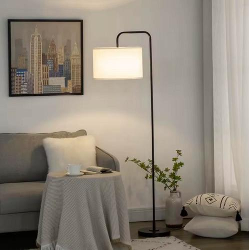 Staande Lamp met Linnen Lampenkap – E27 Fitting – Booglamp, Huis en Inrichting, Lampen | Vloerlampen, Nieuw, Verzenden