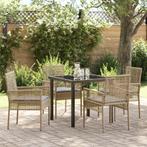 vidaXL 5-delige tuinset met kussens in beige poly riet, Tuin en Terras, Tuinsets en Loungesets, Verzenden, Nieuw, Rotan, Tuinset