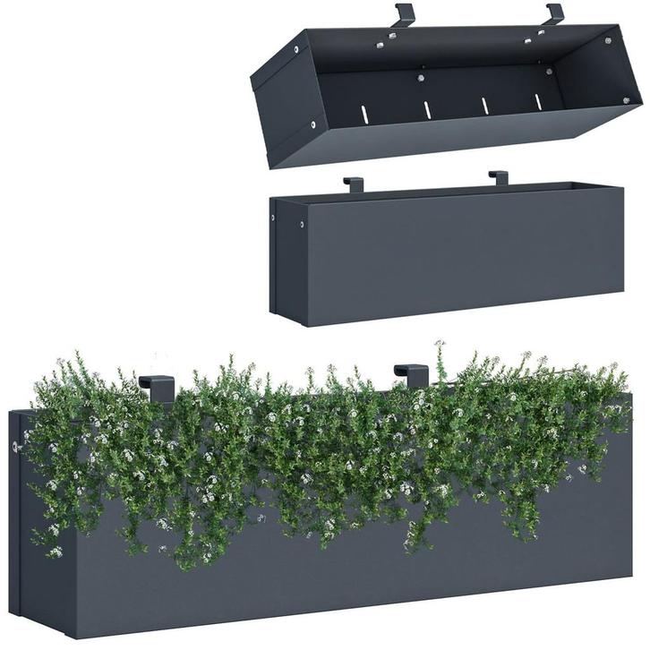 Hangende plantenbak 50x12x15cm | Antraciet | Nieuw | Sche..., Tuin en Terras, Bloembakken en Plantenbakken, Minder dan 30 cm, Minder dan 60 cm