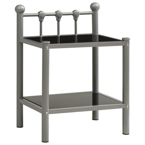 vidaXL Nachtkastje 45x34,5x60,5 cm metaal en glas grijs en, Huis en Inrichting, Slaapkamer | Nachtkastjes, Nieuw, Minder dan 45 cm