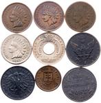 Wereld. Lot of 9pcs 19-20th Century (Zonder Minimumprijs), Postzegels en Munten, Munten | Europa | Niet-Euromunten