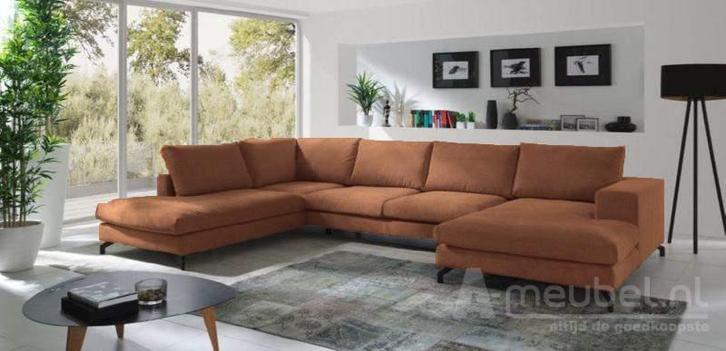 U-Bankstel Stroe - loungebanken - Cognac, Huis en Inrichting, Banken | Sofa's en Chaises Longues, Nieuw, Stof