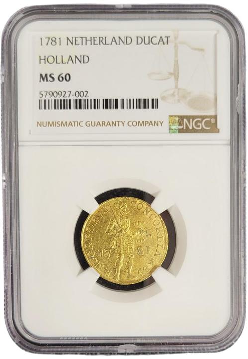 Provincie Holland Gouden Dukaat 1781 MS60 NGC gecertificeerd, Postzegels en Munten, Munten en Bankbiljetten | Verzamelingen, Munten