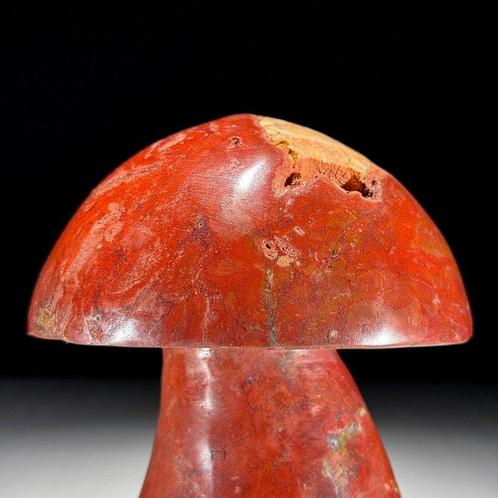 GEEN MINIMALE PRIJS - Handgekleide Rode Jaspis Paddenstoel, Antiek en Kunst, Kunst | Designobjecten