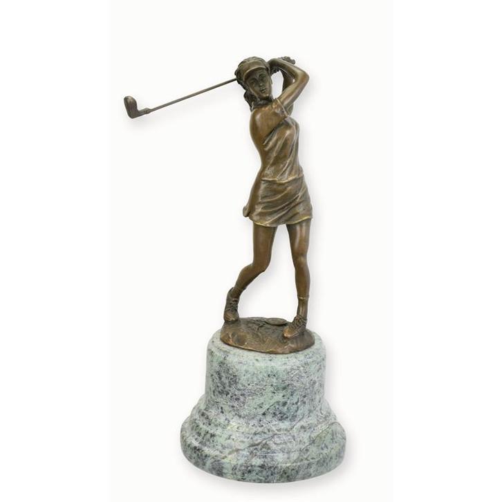 A BRONZE SCULPTURE OF A LADY GOLFER (Beeldjes - Decoratie), Antiek en Kunst, Kunst | Beelden en Houtsnijwerken, Verzenden