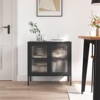 vidaXL Dressoir 70x35x70 cm glas en staal zwart, Huis en Inrichting, Kasten | Dressoirs, Verzenden, Nieuw, 50 tot 100 cm, Metaal