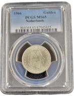 Koningin Juliana zilveren 1 gulden 1966 MS65 PCGS, Zilver, Losse munt, Verzenden