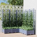 Plantenbak met latwerk 120cm Grijs - Retourdeal - 35% Kor..., Tuin en Terras, Kunststof, 100 cm of meer, Vierkant, Nieuw