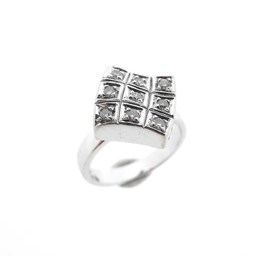 18 Krt. Witgouden ring met diamanten 0,18 ct. ; LA DIVA, Sieraden, Tassen en Uiterlijk, Ringen, Dame, Met edelsteen, Overige kleuren