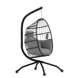 Nieuwe Hangstoel in Ei-vorm met Standaard – Zwart / Grijs, Tuin en Terras, Tuinstoelen, Verzenden, Nieuw