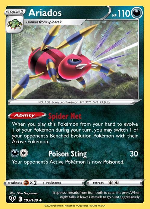 Ariados 103/189 Darkness Ablaze, Hobby en Vrije tijd, Verzamelkaartspellen | Pokémon, Losse kaart, Nieuw, Foil, Ophalen of Verzenden
