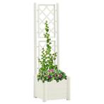 vidaXL Plantenbak met latwerk 43x43x142 cm PP wit, Kunststof, Verzenden, Minder dan 60 cm, Nieuw