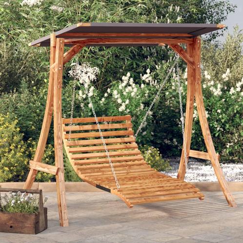 vidaXL Schommelbed met luifel vurenhout met teak afwerking, Tuin en Terras, Tuinbanken, Nieuw, Hout, Verzenden