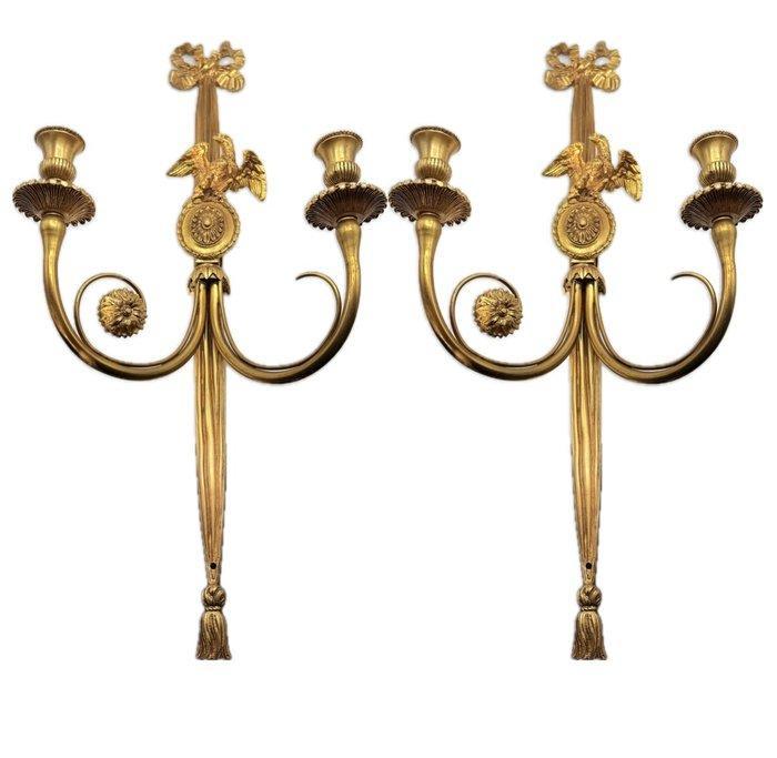 Kaars wandlamp (2) - Águilas Imperio - Verguld brons, Antiek en Kunst, Antiek | Overige Antiek