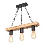 [lux.pro] Hanglamp Hemel 3E27 zwart houtkleurig en jute, Huis en Inrichting, Lampen | Hanglampen, Verzenden, Nieuw