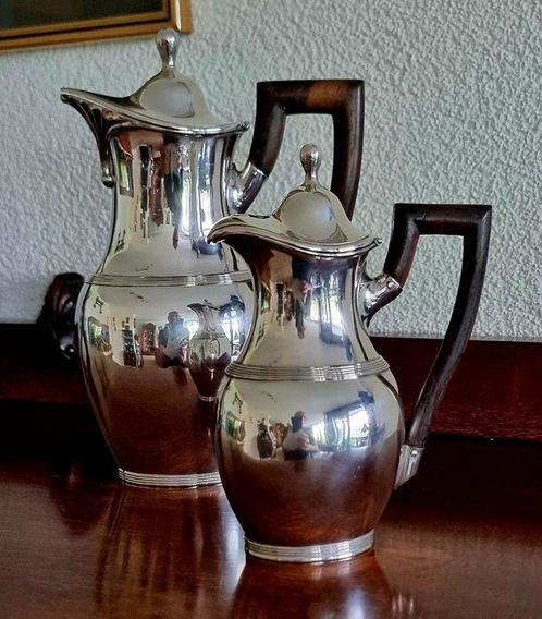 Koffieservies (2) - zilver, hout, Antiek en Kunst, Antiek | Goud en Zilver