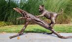 sculptuur, Cat and Mouse - 49 cm - Brons