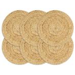 Placemats Jute - 6x Rond - Natuurlijk - OP = OP!, Ophalen of Verzenden, Nieuw, Beige, Placemat