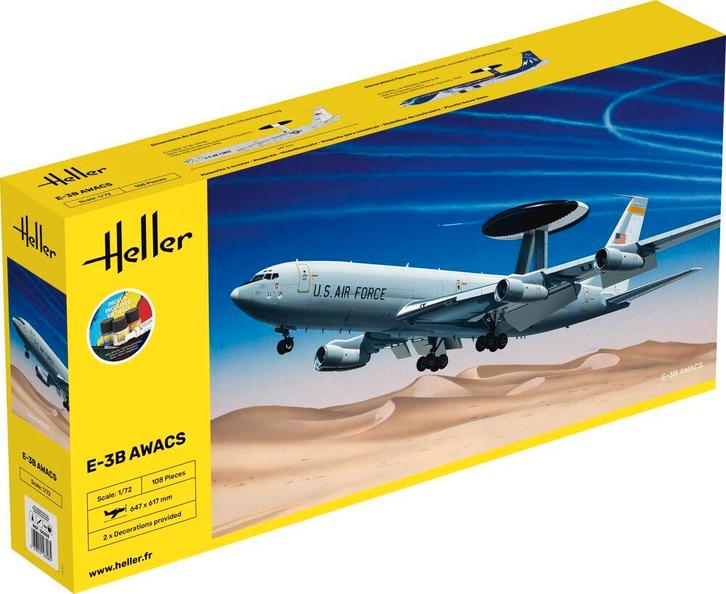 Heller 56308 STARTER KIT E-3B Awacs Bouwpakket Schaal 1:72, Hobby en Vrije tijd, Modelbouw | Vliegtuigen en Helikopters, Nieuw