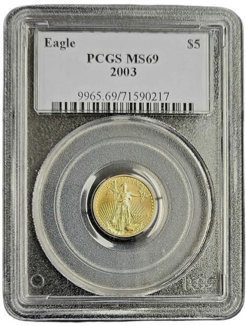 Gouden American Eagle 1/10 oz 2003 PCGS MS69 gecertificeerd, Postzegels en Munten, Munten | Amerika, Midden-Amerika, Losse munt