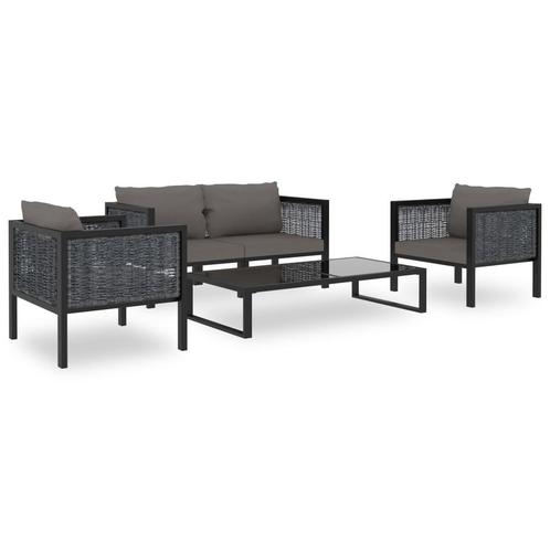 vidaXL 5-delige Loungeset met kussens poly rattan antraciet, Tuin en Terras, Tuinsets en Loungesets, Loungeset, Nieuw, Rotan, Verzenden