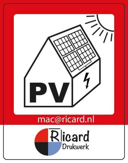 60x PV sticker 35 x 45 mm met eigen logo, Doe-het-zelf en Verbouw, Zonnepanelen en Toebehoren, Nieuw, Verzenden