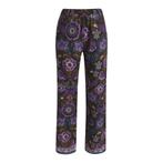 Milano Italy • broek met paarse bloemen • 36, Kleding | Dames, Broeken en Pantalons, Verzenden, Zwart, Maat 36 (S), Milano Italy