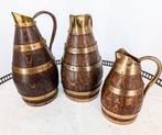 3 Pichets à cidre en bois et laiton signé Gérard Lafitte