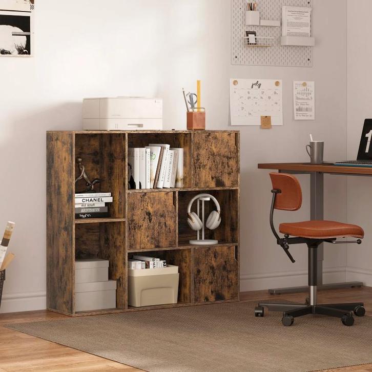 Nieuwe Boekenkast met Vakken - Vintage Ebbenhout Design, Huis en Inrichting, Kasten | Ladekasten, Nieuw, Verzenden