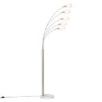Design vloerlamp staal met opaal glas 5-lichts - Sixties, Huis en Inrichting, Lampen | Vloerlampen, Nieuw, Overige materialen